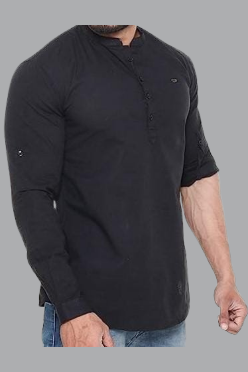 Mens Kurti Shirt Black