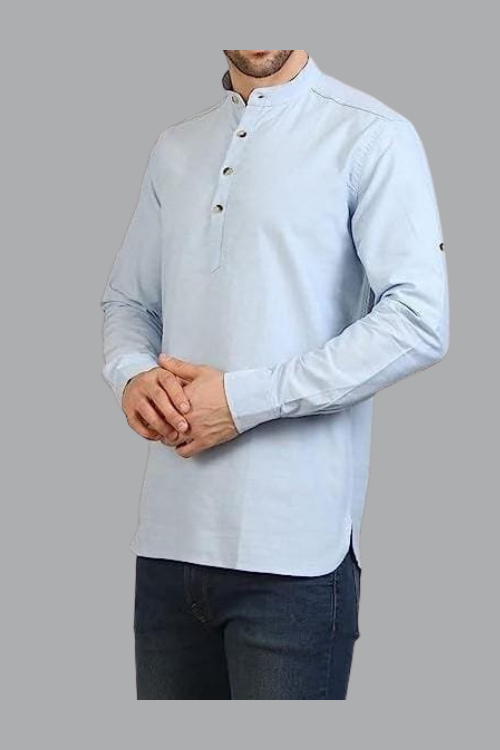 Mens Kurti Shirt Sky Blue