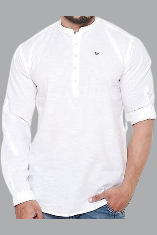 Mens Kurti Shirt White