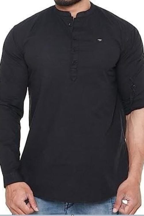 Mens Kurti Shirt Black