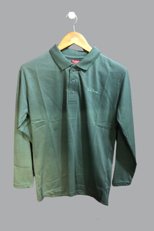 Polo Collar Full Sleeve T-Shirt Green