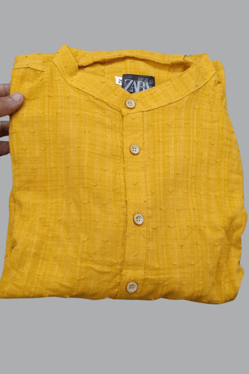 Mens Kurti Shirt Mustard