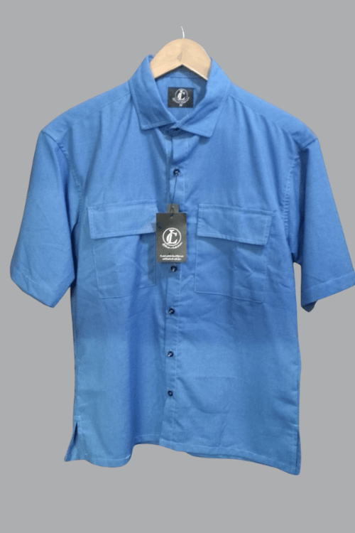 Regular Half sleeve Double Pocket shirt blue