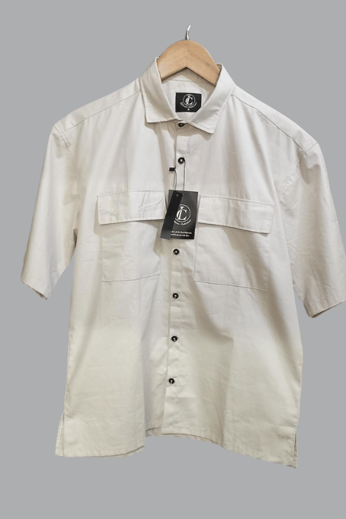 Regular Half sleeve Double Pocket shirt cream