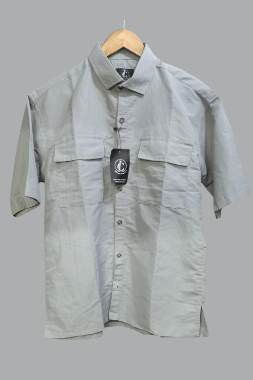 Regular Half sleeve Double Pocket shirt Light Gray