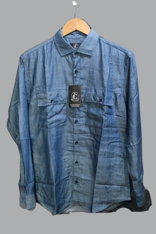 Regular full sleeve Light Blue Denim Shirt Double Pocket