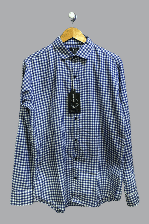 Regular full sleeve  check shirt White and Blue