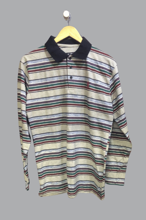 Polo Color Full Sleeve T-Shirt stripe Two