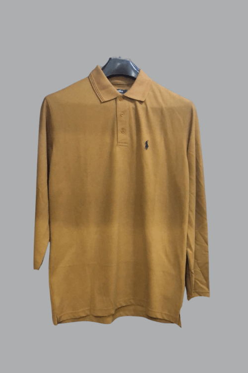 Polo Collar Full Seleve T-Shirt Camel