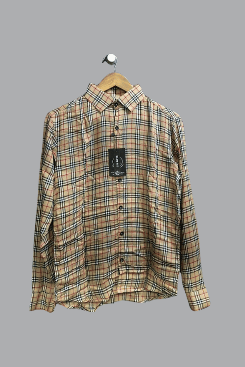 Regular full sleeve check shirt camel