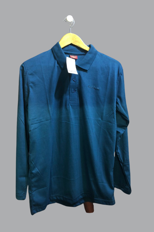 Polo Collar Full Seleve T-Shirt Blue