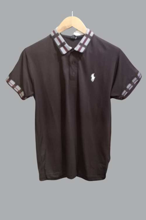 Regular Fit Brown Spandex Polo T-Shirt