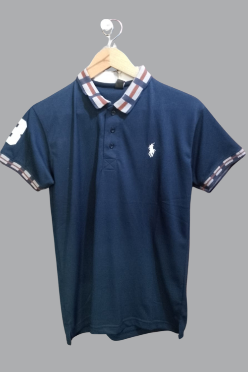 Regular Fit Blue Spandex Polo T-Shirt