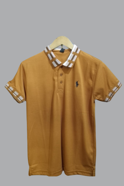 Regular Fit Camel Spandex Polo T-Shirt