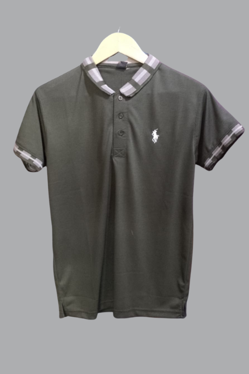 Regular Fit Gray Spandex Polo T-Shirt