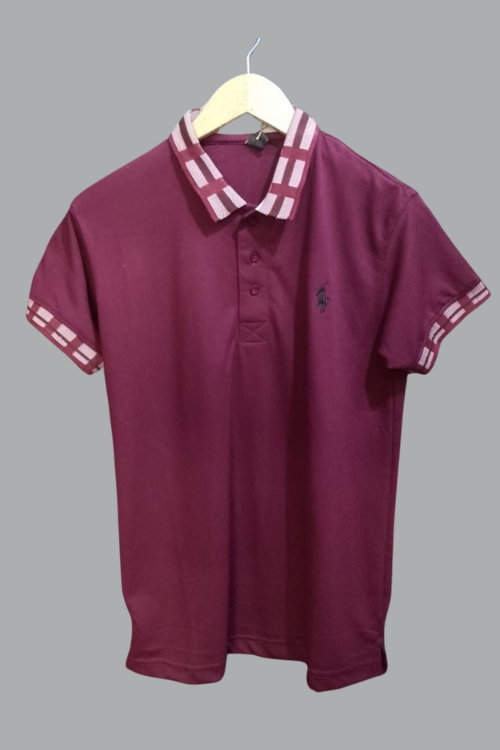 Regular Fit Maroon Spandex Polo T-Shirt