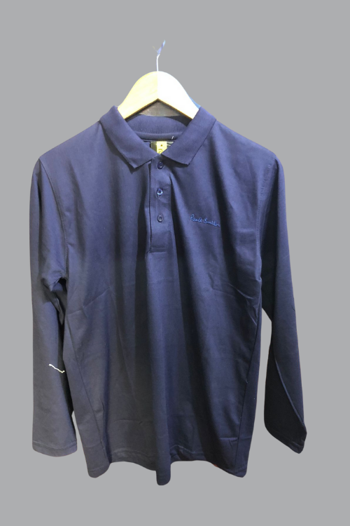 Polo Collar Full Sleeve T-Shirt Hidden Blue