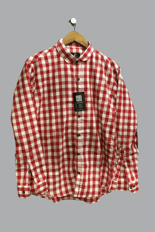 Regular full sleeve check shirt Red and White