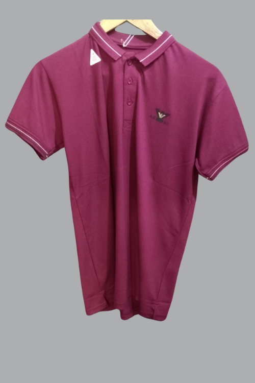 Regular Fit Maroon Spandex Polo T-Shirt