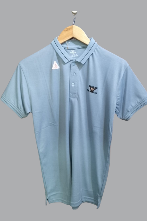 Regular Fit Light Blue Spandex Polo T-Shirt