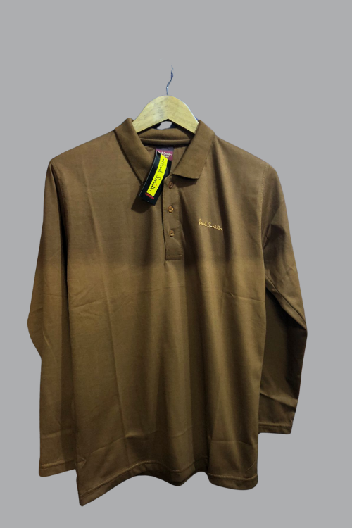 Polo Collar Full Sleeve T-Shirt Mehndi Green