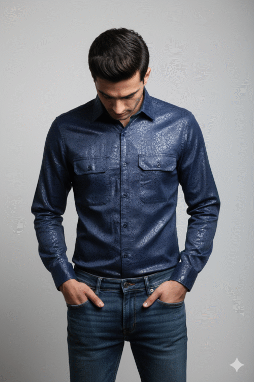 Regular full sleeve check shirt Blue Printed