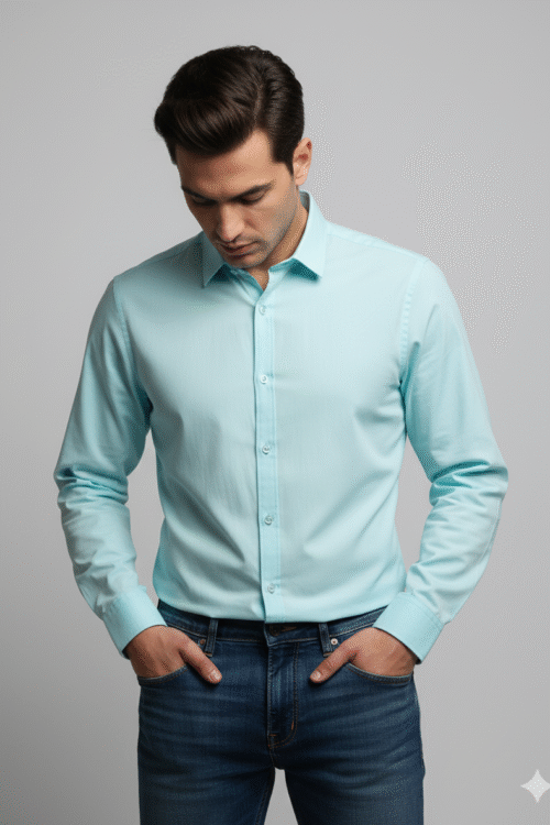 Regular full sleeve Plan shirt Sea Blue