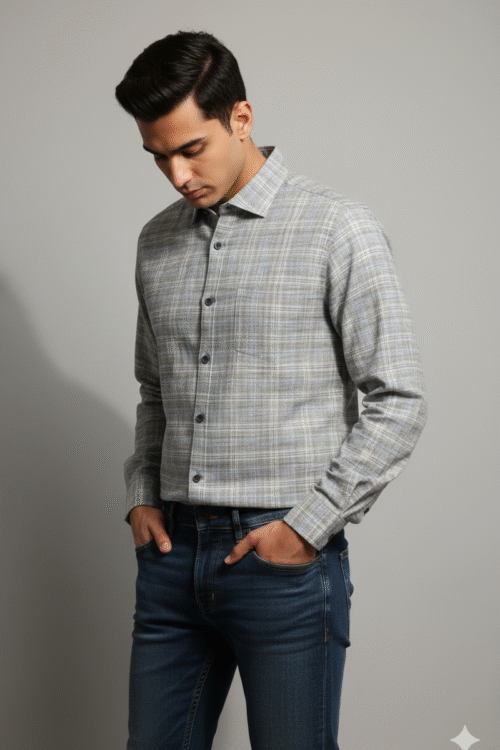 Regular full sleeve  check shirt olive green